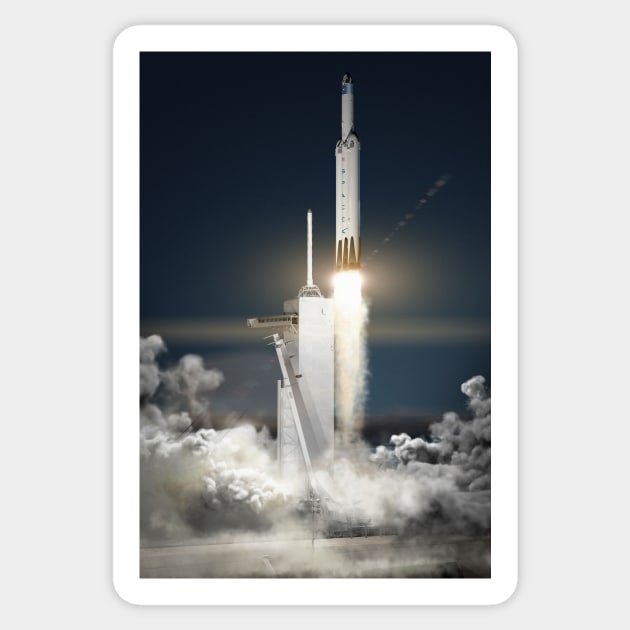 Falcon Heavy rocket launch by SpaceX, illustration (C031/1220) Sticker by SciencePhoto